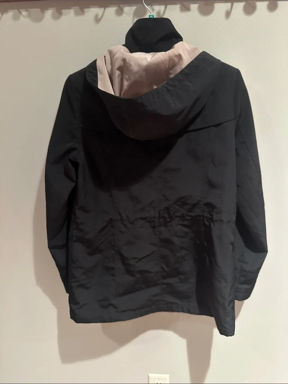 Gallery Black Utility Hooded Jacket with Light Pink Lining